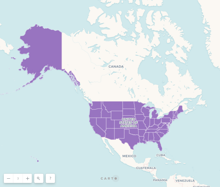 All states in Map View at zoom 3